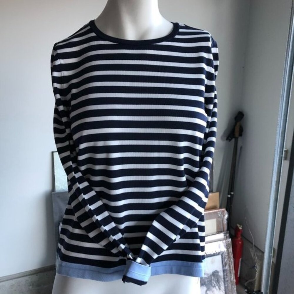 ONLY Suzana Casual Long Sleeve Crew Neck Stripped Knit Top Navy   White Sz S NWT